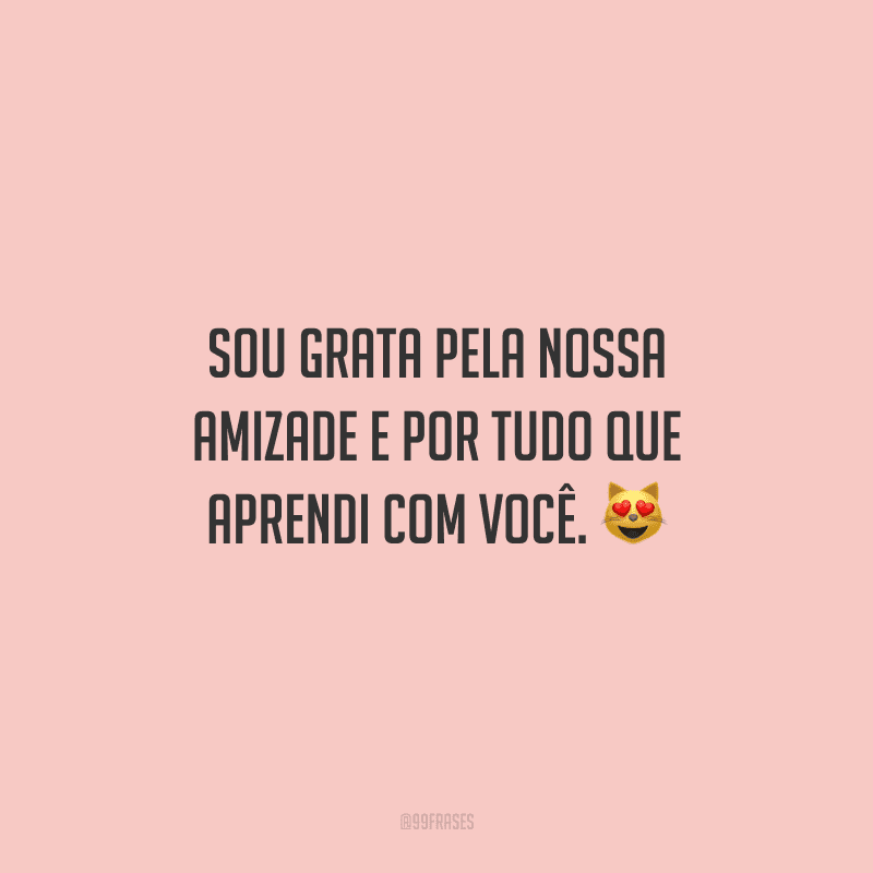 Sou grata pela nossa amizade e por tudo que aprendi com você.