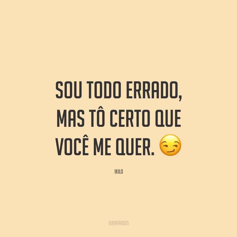 Sou todo errado, mas tô certo que você me quer. 😏