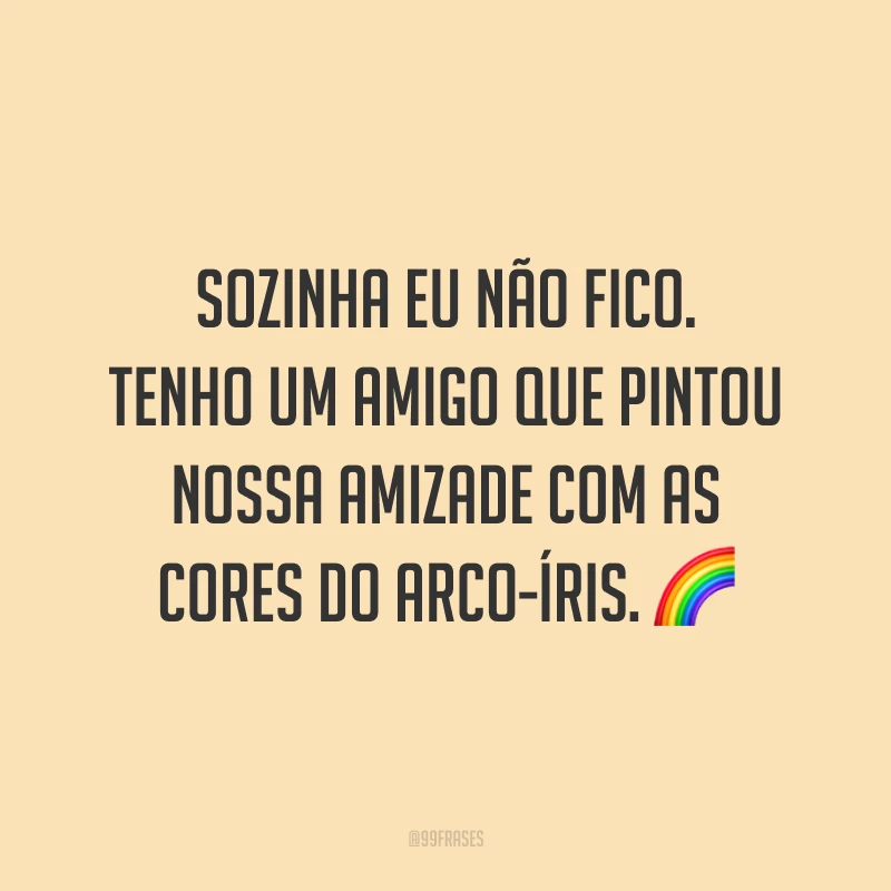 Sozinha eu não fico. Tenho um amigo que pintou nossa amizade com as cores do arco-íris. 🌈