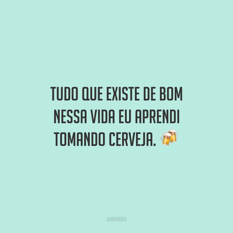 Tudo que existe de bom nessa vida eu aprendi tomando cerveja.