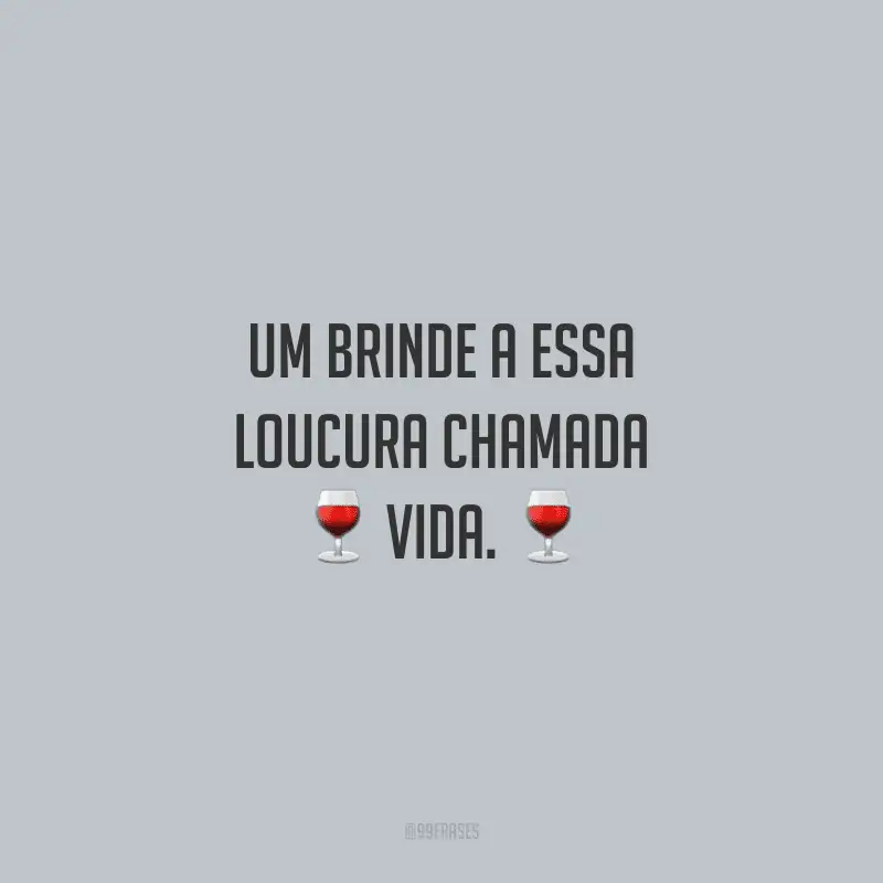 Um brinde a essa loucura chamada vida.