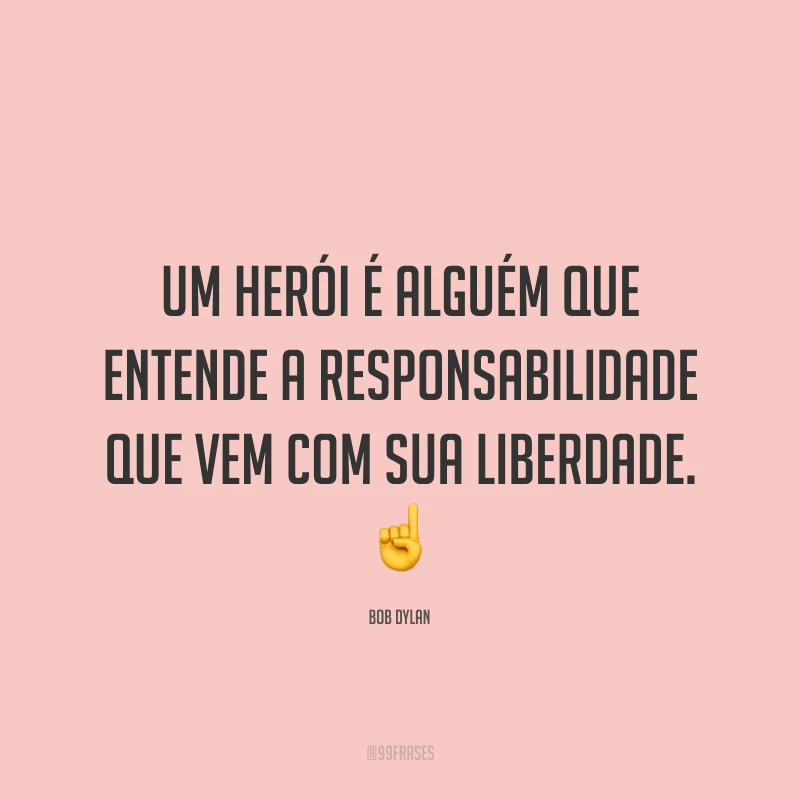 Um herói é alguém que entende a responsabilidade que vem com sua liberdade. ☝️