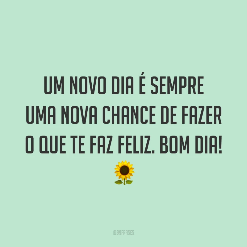 Um novo dia é sempre uma nova chance de fazer o que te faz feliz. Bom dia! 🌻