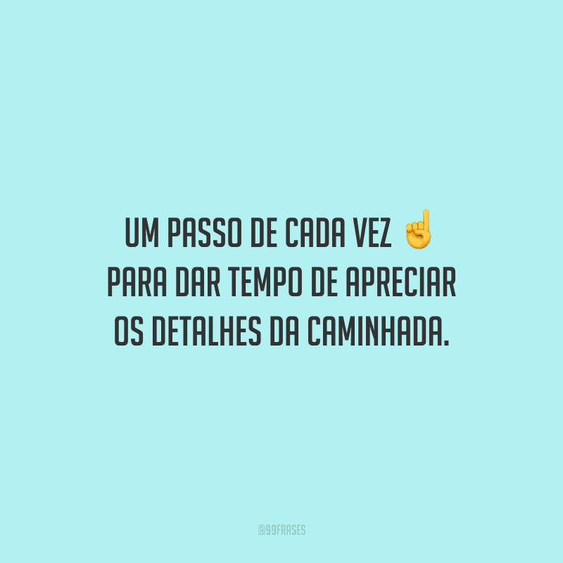 Um passo de cada vez para dar tempo de apreciar os detalhes da caminhada.