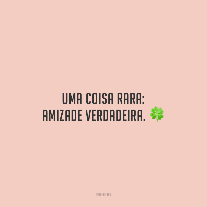 Uma coisa rara: amizade verdadeira.