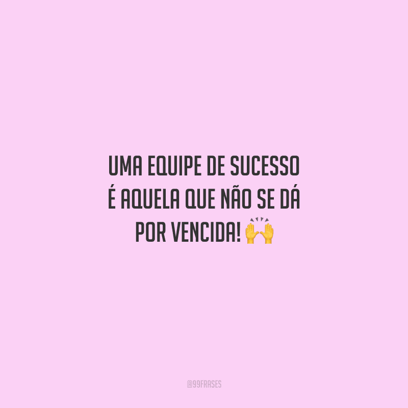 Uma equipe de sucesso é aquela que não se dá por vencida! 