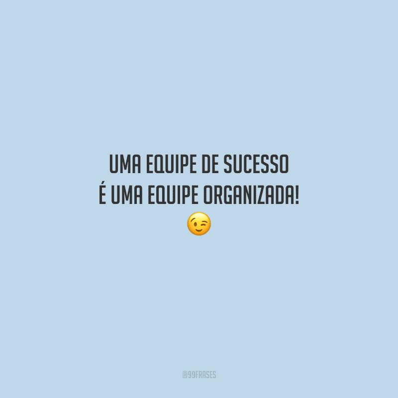 Uma equipe de sucesso é uma equipe organizada! 
