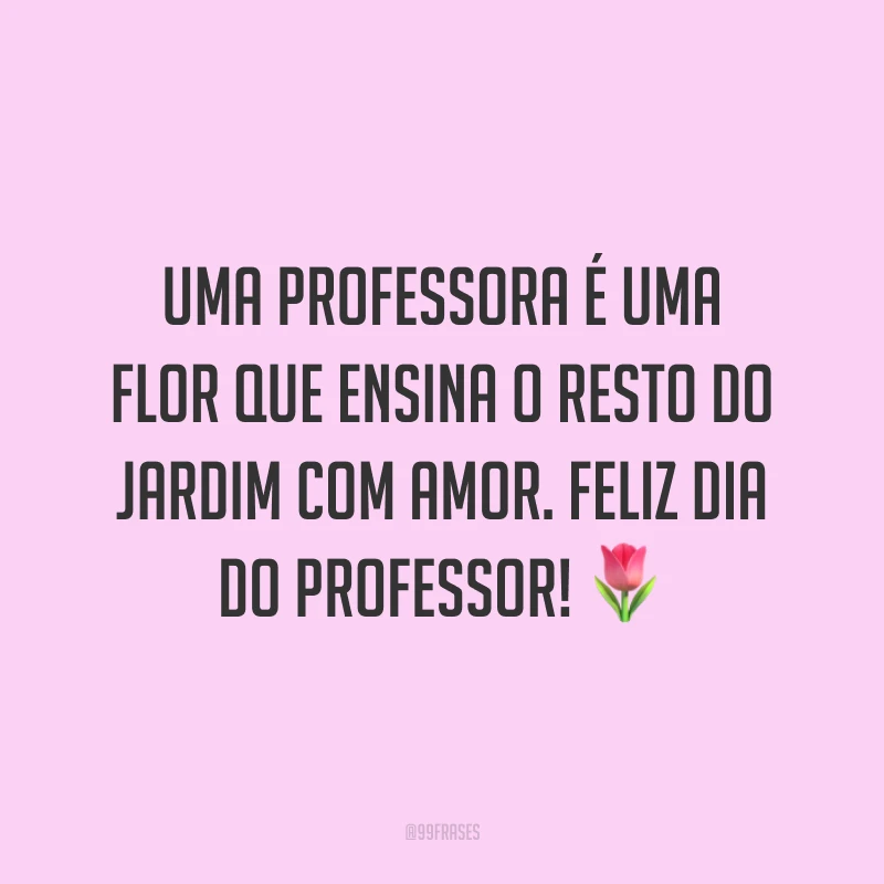 Uma professora é uma flor que ensina o resto do jardim com amor. Feliz Dia do Professor!