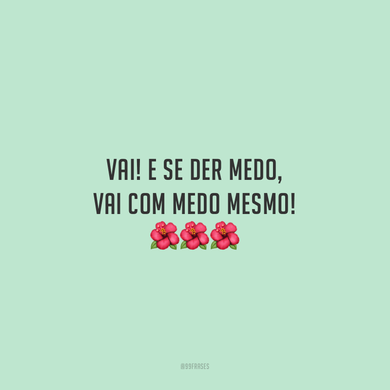 Vai! E se der medo, vai com medo mesmo!