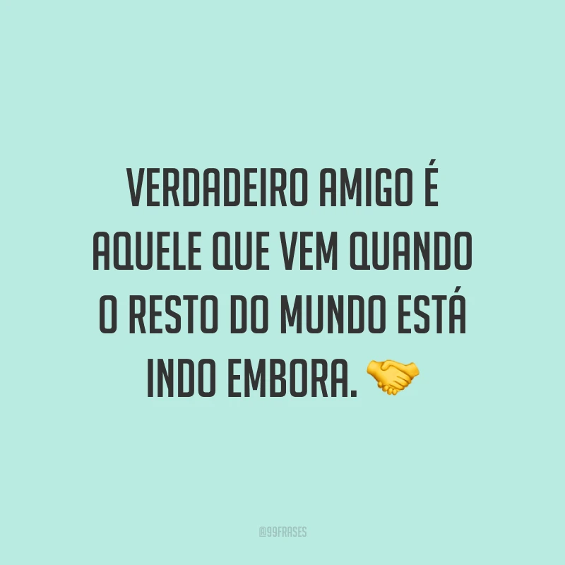 Verdadeiro amigo é aquele que vem quando o resto do mundo está indo embora. 🤝