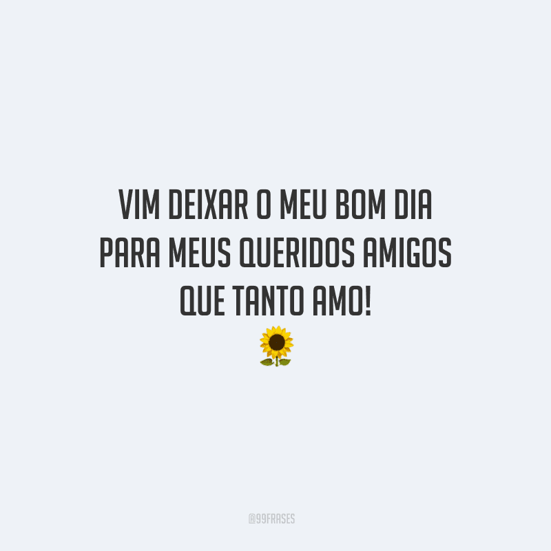 Vim deixar o meu bom dia para meus queridos amigos que tanto amo!
