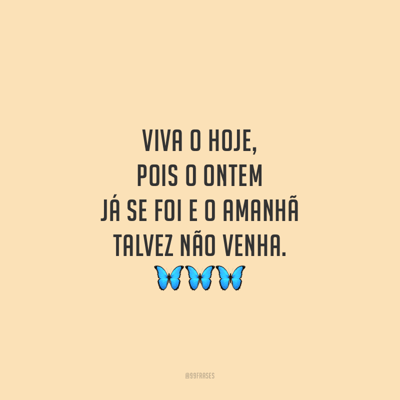 Viva o hoje, pois o ontem já se foi e o amanhã talvez não venha.