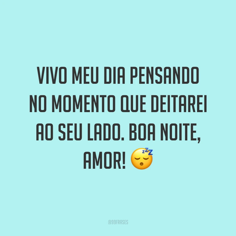 Vivo meu dia pensando no momento que deitarei ao seu lado. Boa noite, amor! ?