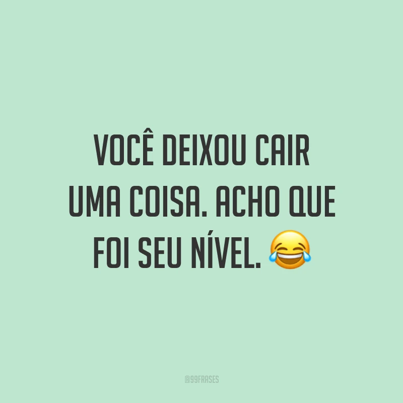 Você deixou cair uma coisa. Acho que foi seu nível. 😂