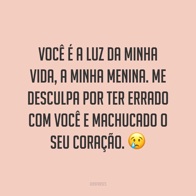 Você é a luz da minha vida, a minha menina. Me desculpa por ter errado com você e machucado o seu coração. ?