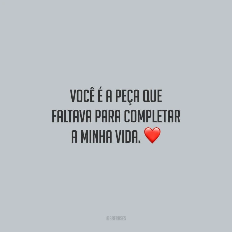 Você é a peça que faltava para completar a minha vida.