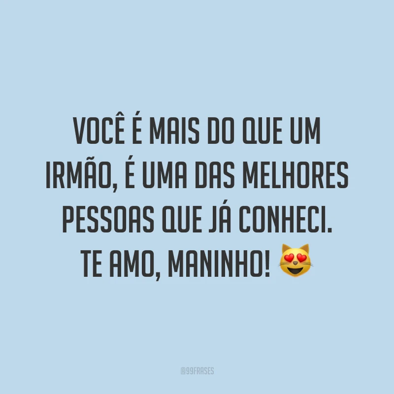 Você é mais do que um irmão, é uma das melhores pessoas que já conheci. Te amo, maninho! 😻
