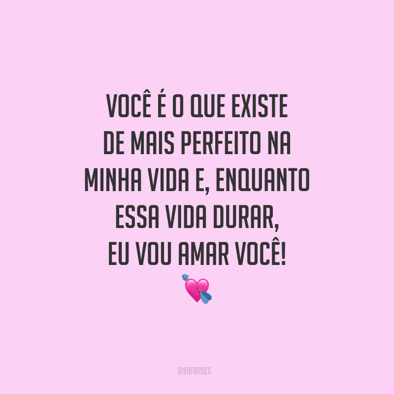 Você é o que existe de mais perfeito na minha vida e, enquanto essa vida durar, eu vou amar você! 