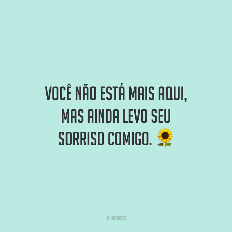 Você não está mais aqui, mas ainda levo seu sorriso comigo.