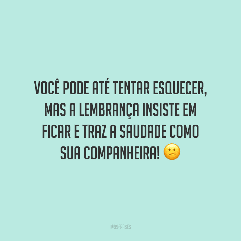 Você pode até tentar esquecer, mas a lembrança insiste em ficar e traz a saudade como sua companheira!