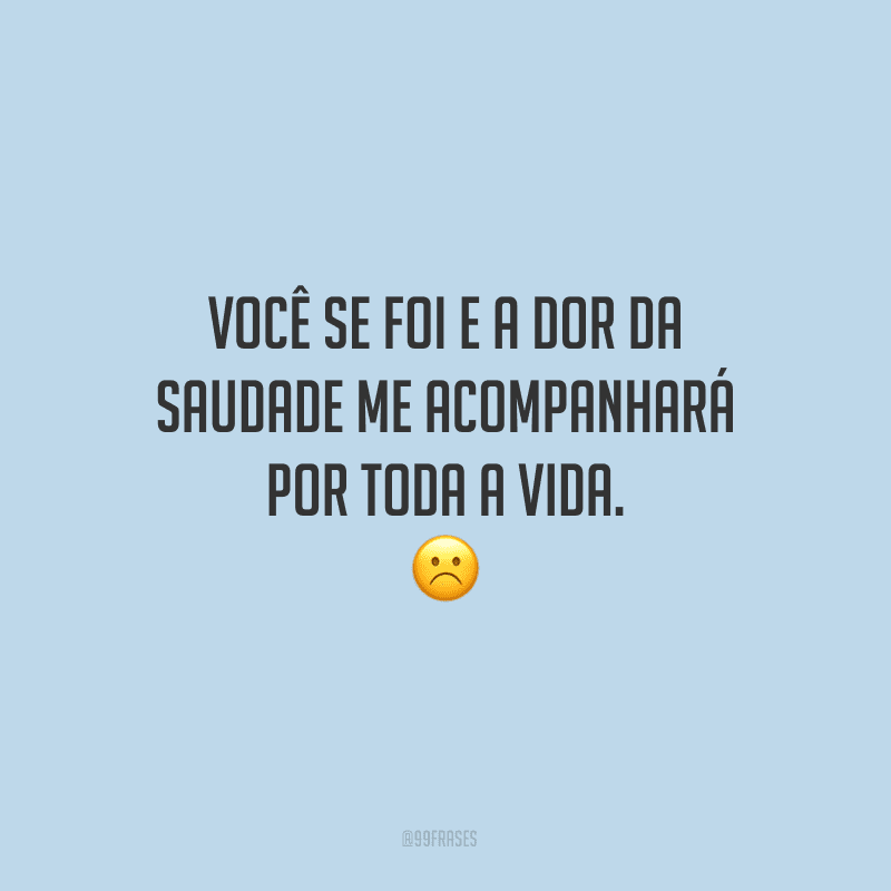 Você se foi e a dor da saudade me acompanhará por toda a vida.
