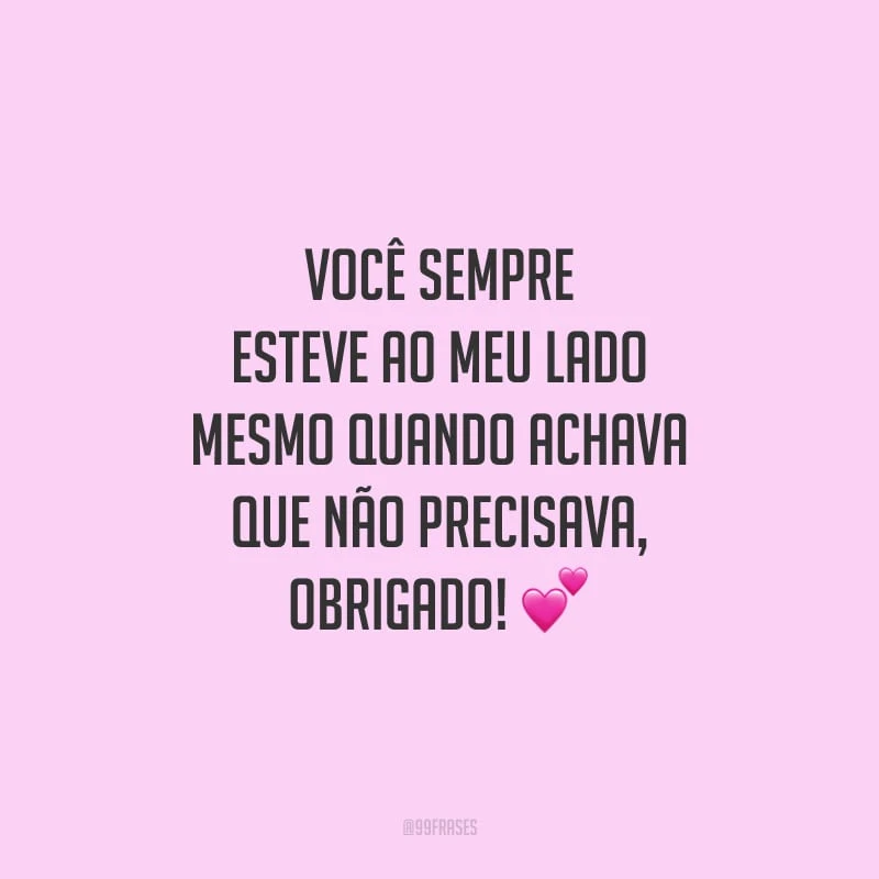 Você sempre esteve ao meu lado mesmo quando achava que não precisava, obrigado!
