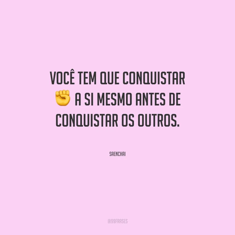 Você tem que conquistar a si mesmo antes de conquistar os outros.