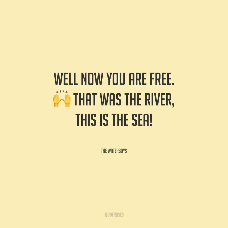 Well now you are free. That was the river, this is the sea! (Bem, agora você é livre. Aquilo foi o rio, este é o mar!).