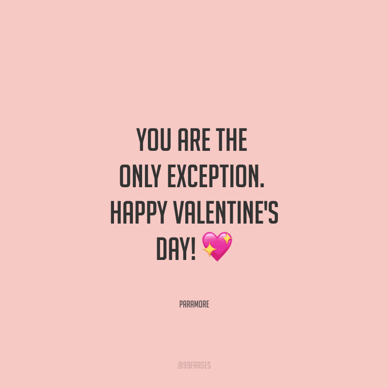 You are the only exception. Happy Valentine's Day! ? (Você é a única exceção.)