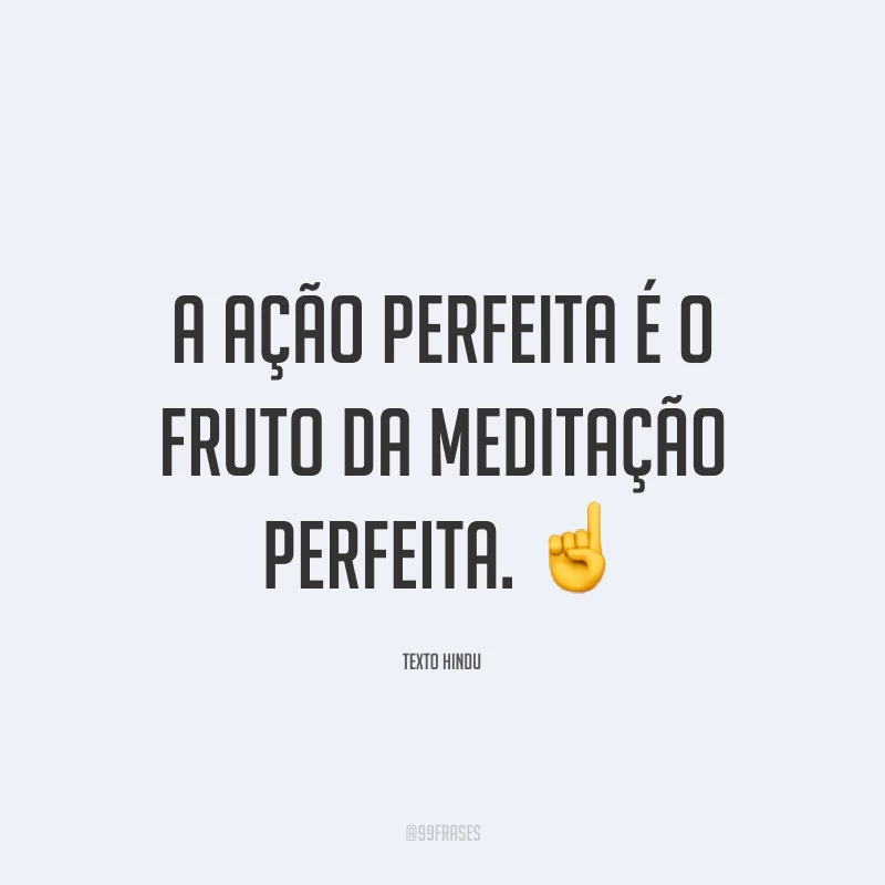 A ação perfeita é o fruto da meditação perfeita. ☝