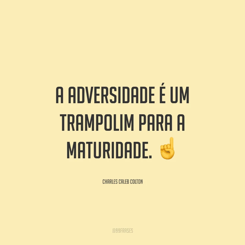 A adversidade é um trampolim para a maturidade.