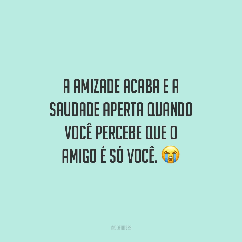 A amizade acaba e a saudade aperta quando você percebe que o amigo é só você.