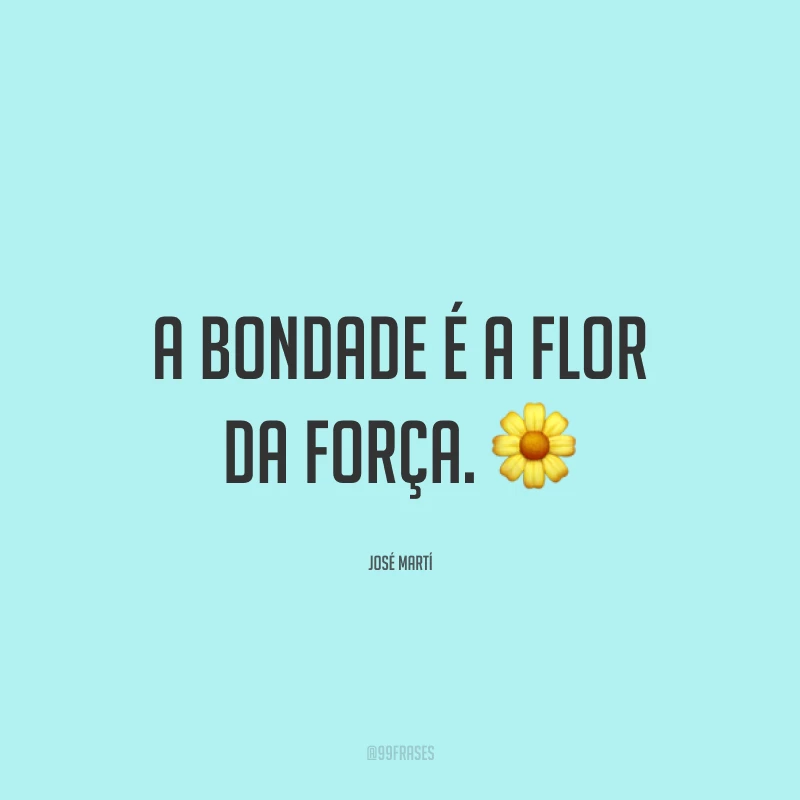 A bondade é a flor da força. 🌼