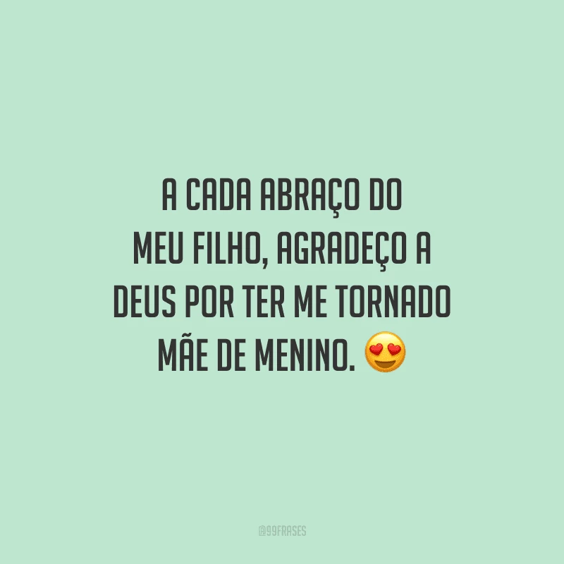 A cada abraço do meu filho, agradeço a Deus por ter me tornado mãe de menino. 