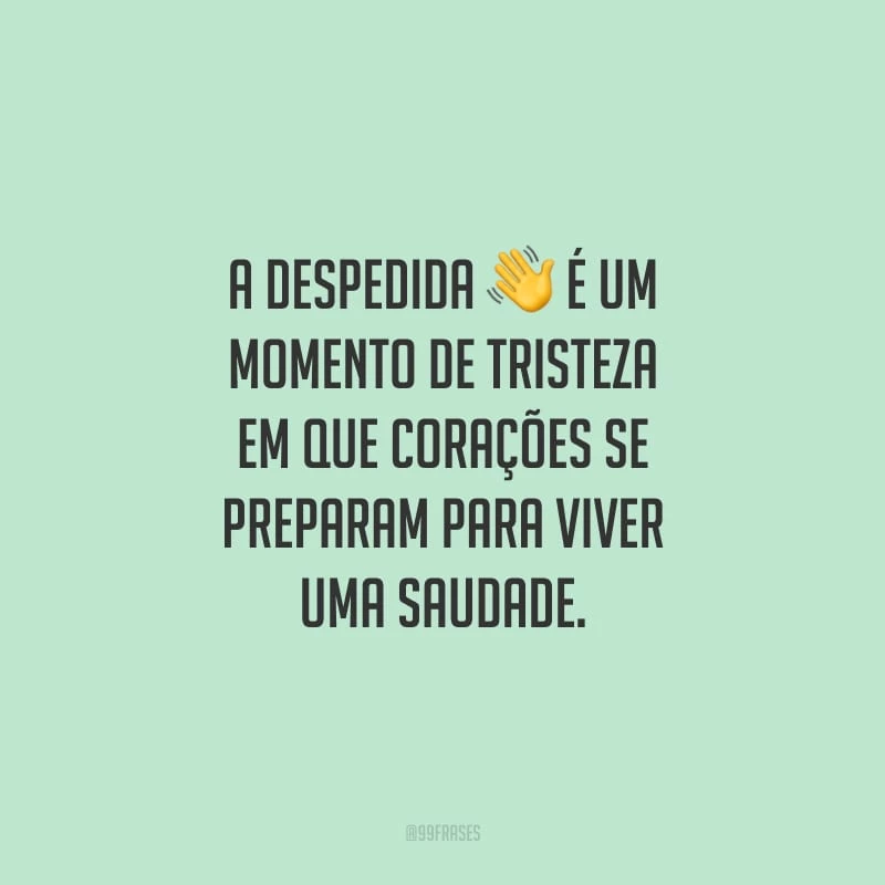 A despedida é um momento de tristeza em que corações se preparam para viver uma saudade.