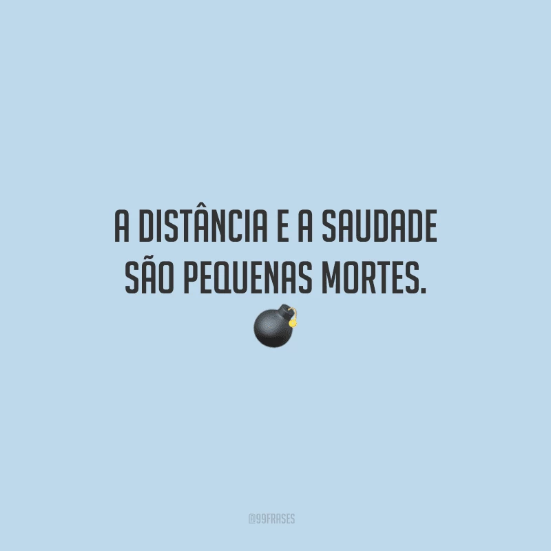 A distância e a saudade são pequenas mortes.