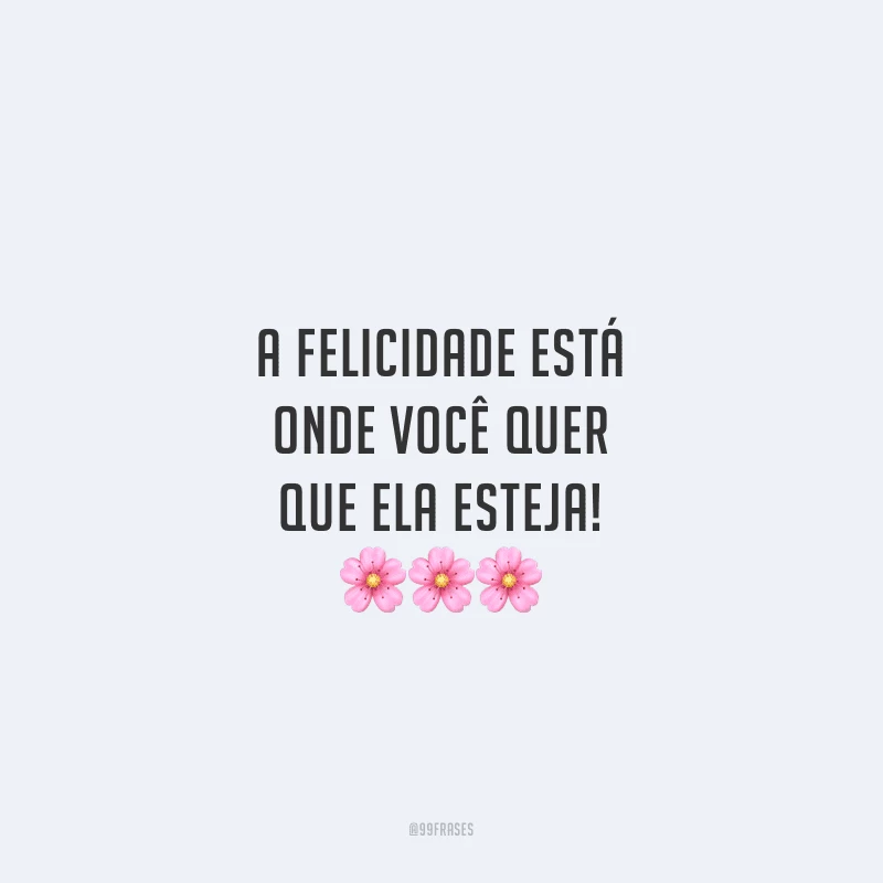 A felicidade está onde você quer que ela esteja!