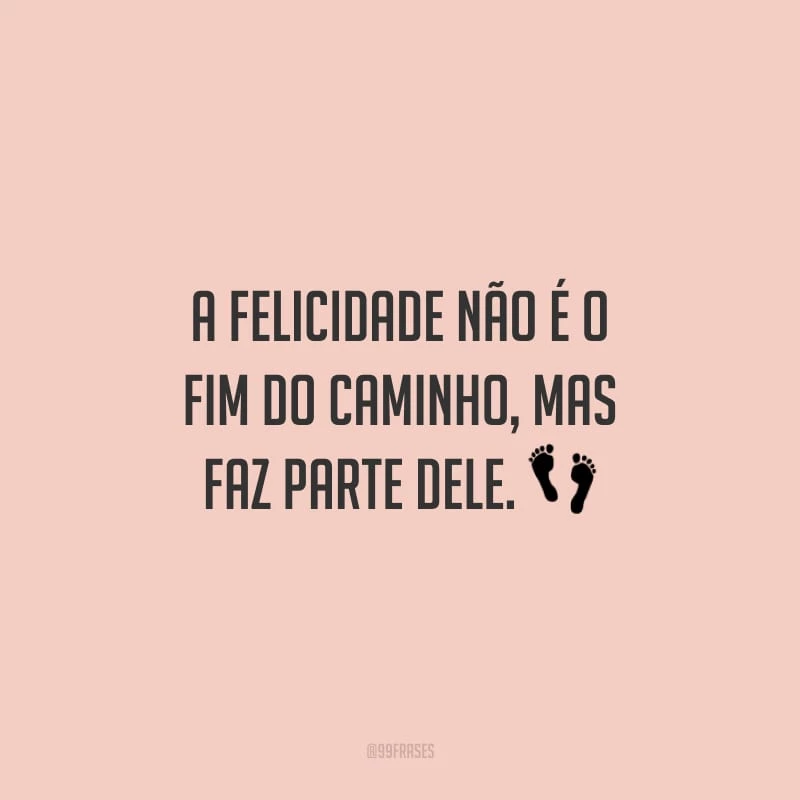 A felicidade não é o fim do caminho, mas faz parte dele.