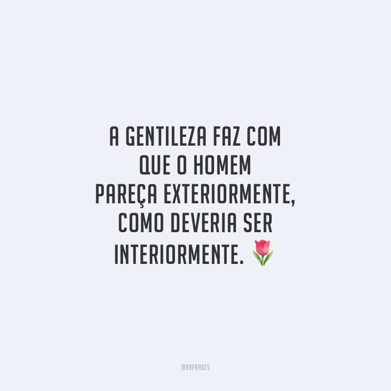 A gentileza faz com que o homem pareça exteriormente, como deveria ser interiormente.