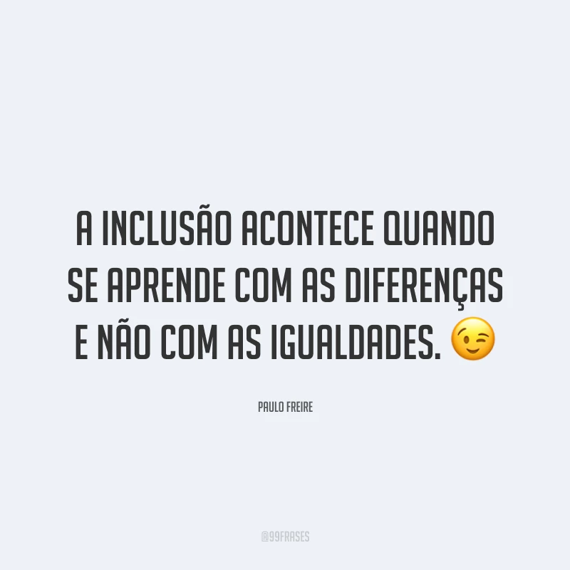 A inclusão acontece quando se aprende com as diferenças e não com as igualdades.
