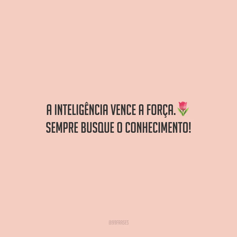 A inteligência vence a força. Sempre busque o conhecimento!