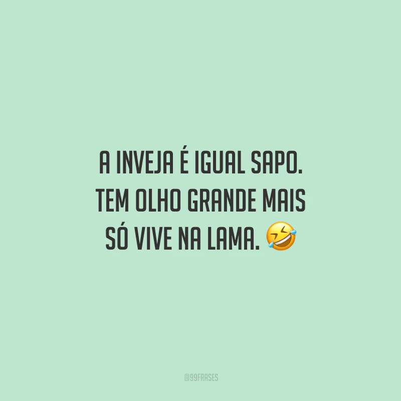 A inveja é igual sapo. Tem olho grande mais só vive na lama. 🤣