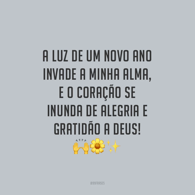 A luz de um novo ano invade a minha alma, e o coração se inunda de alegria e gratidão a Deus!