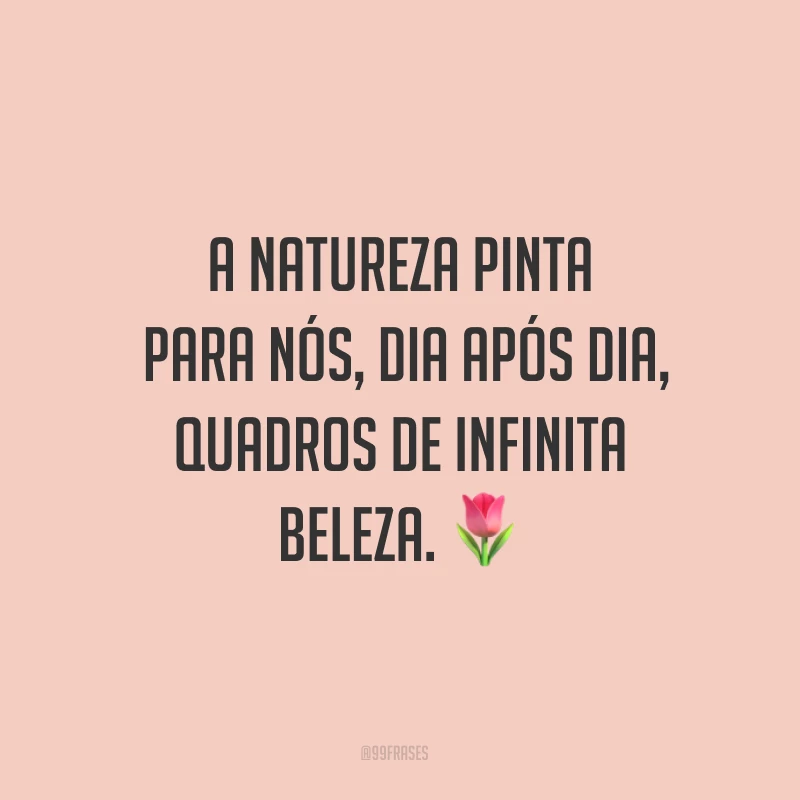 A natureza pinta para nós, dia após dia, quadros de infinita beleza. ?