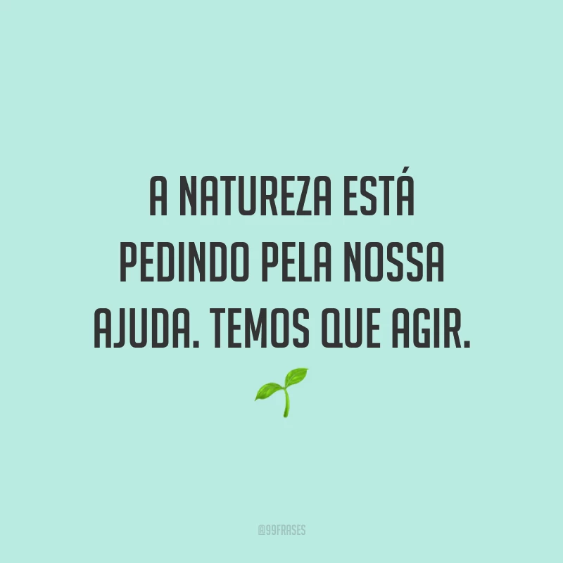 A natureza está pedindo pela nossa ajuda. Temos que agir. 🌱