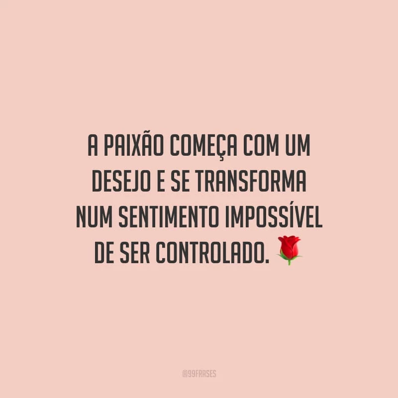 A paixão começa com um desejo e se transforma num sentimento impossível de ser controlado.