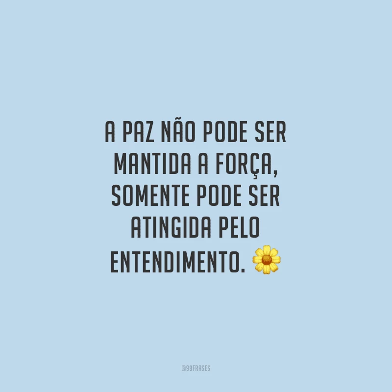 A paz não pode ser mantida a força, somente pode ser atingida pelo entendimento. 