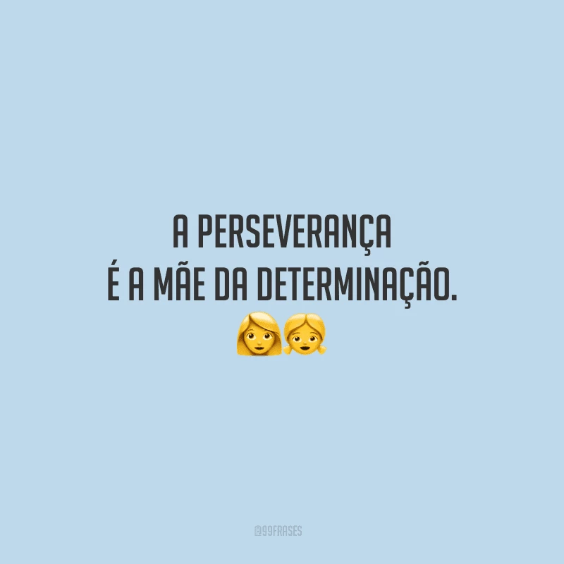 A perseverança é a mãe da determinação.