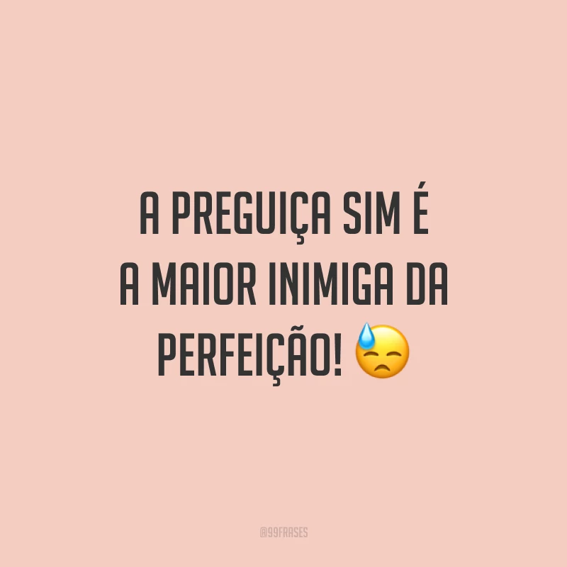 A preguiça sim é a maior inimiga da perfeição! 😓