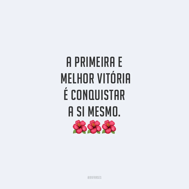 A primeira e melhor vitória é conquistar a si mesmo.
